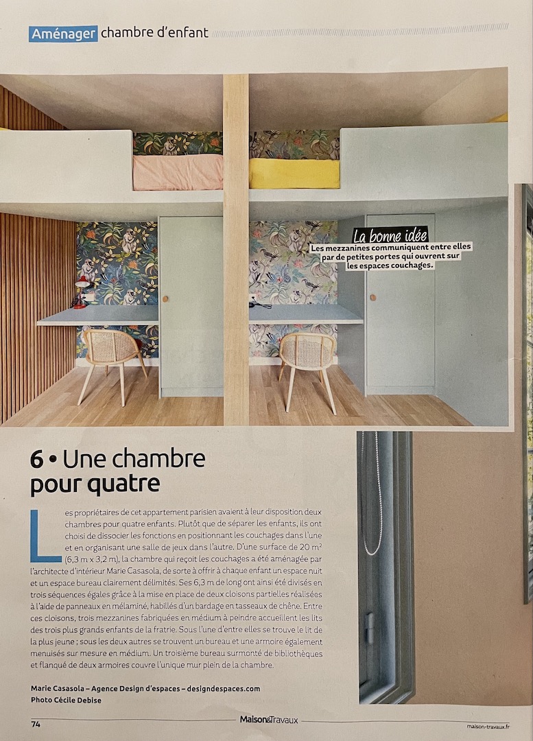 Presse magazine maison et travaux marie casasola architecte d'interieur projet paris 9