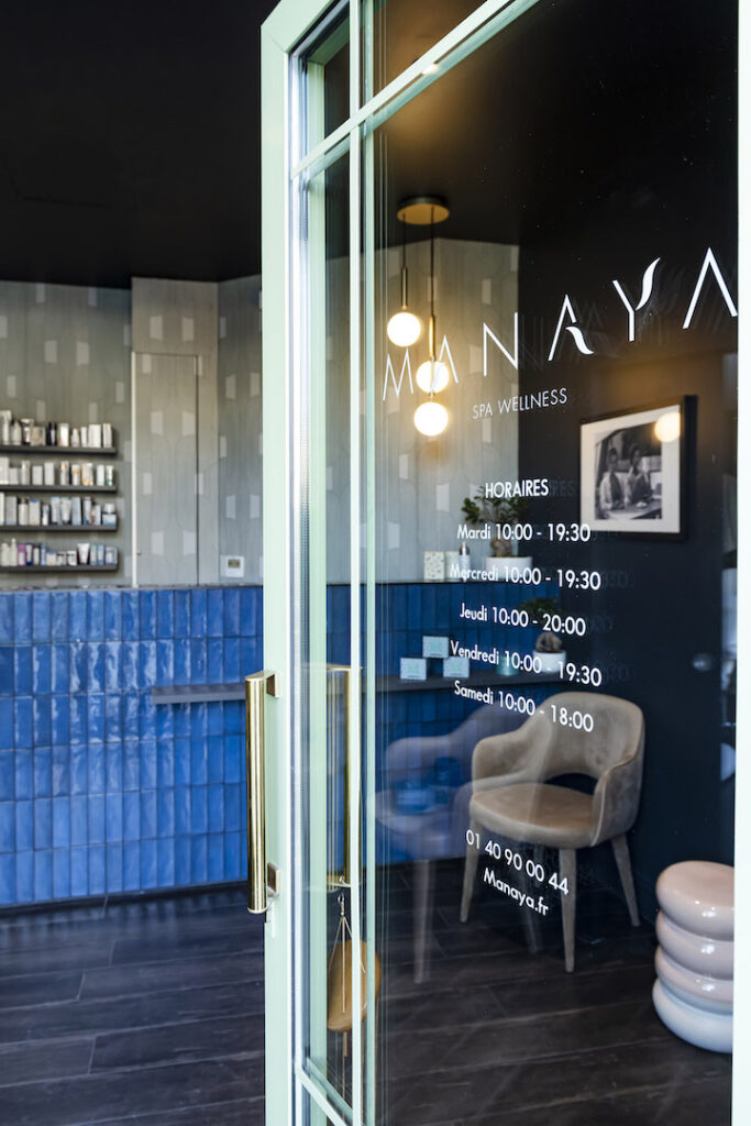 Salle manaya spa aménagement local commercial marie casasola architecte d'intérieur Puteaux soin esthétique entrée boutique