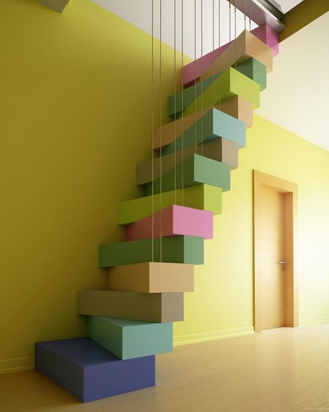 Escalier ultra-moderne et créatif, tout en couleurs