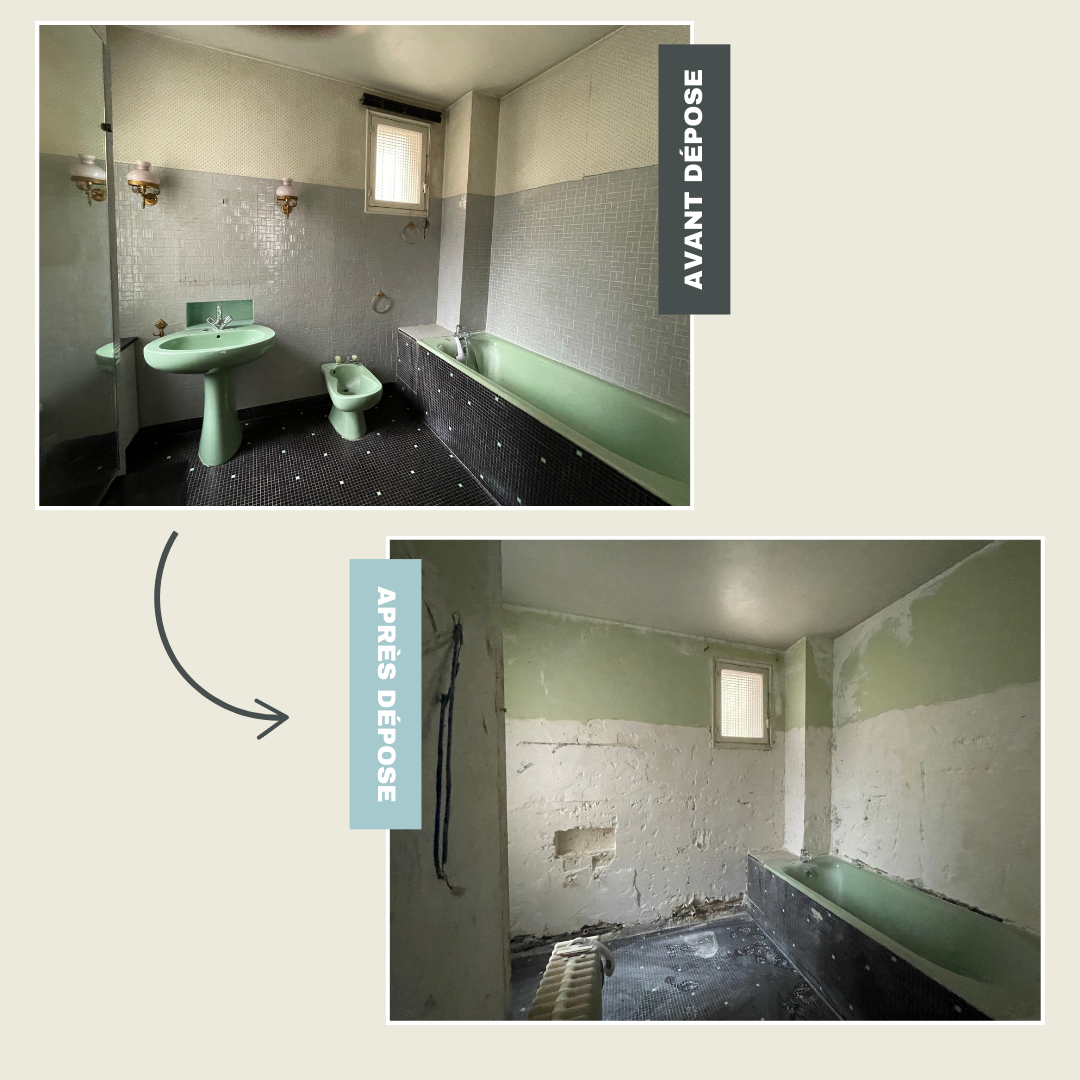 Progression de salle de bain, photographies avant /après